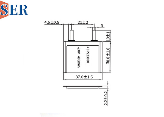 Custom Non-rechargeable Pouch Cell LiMnO2 Battery CP223830 3.0V 400mAh for wearable device