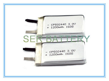 CP502440 Flat Lithium Polymer Battery , 3.0V Lithium Ion Flat Cell Shape Customized