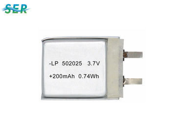 Small Lithium Ion Polymer Battery 502025 3.7V , Lithium Polymer Cells 210mAh