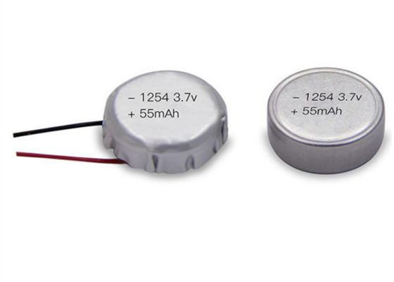 3.7 Volt 55mAh 1254 Lipo Rechargeable Coin Cell